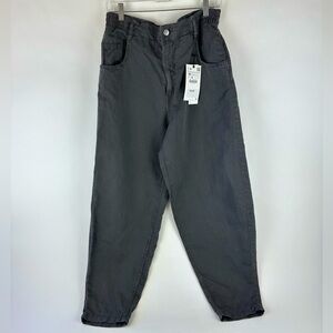 Zara linen blend, high waisted, taper legged pants. NWT Charcoal gray. Size M